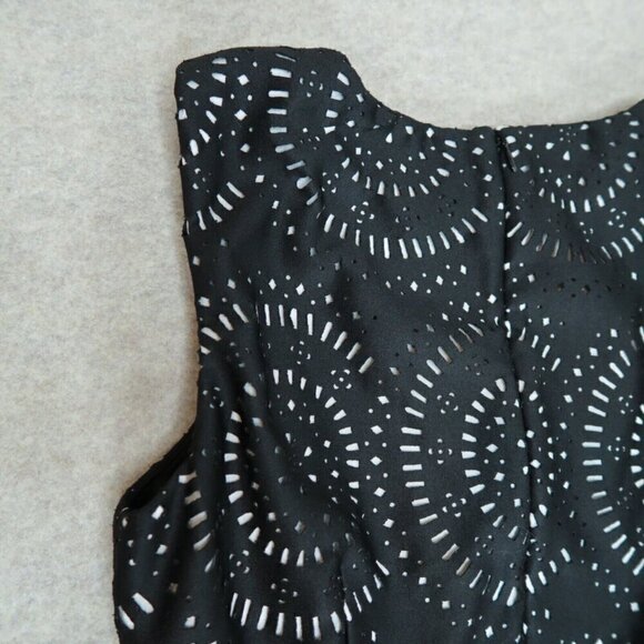 White House Black Market Shift Dress Black Crochet Midi Lined Women's Size 6 - Picture 8 of 12